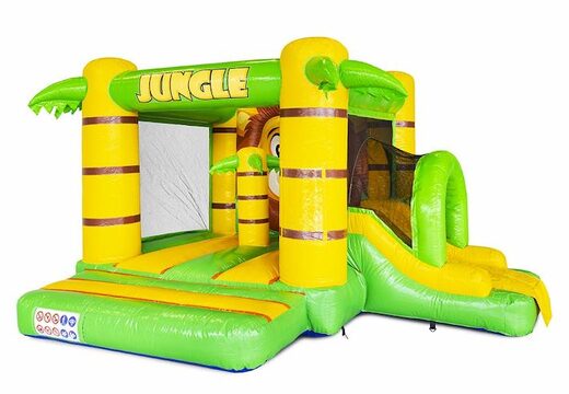 Order compact inflatable air cushion with slide in jungle theme for children