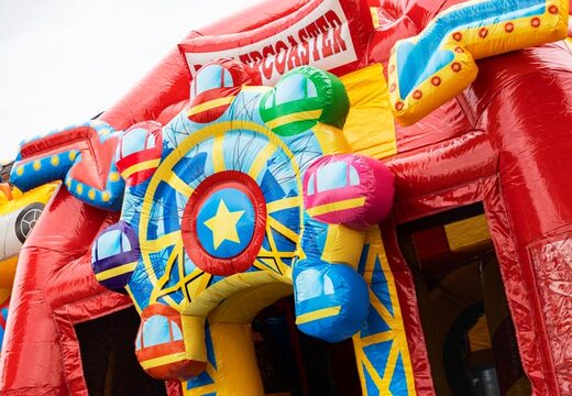 Order large inflatable multiplay air cushion in roller coaster theme including slide for children