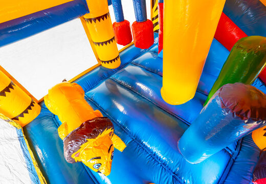 Inflatable bouncy castle with slide and roof in amazon safari theme for sale for children