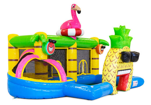 Order colored inflatable park in Flamingo theme for children. Buy inflatables online at JB Inflatables America