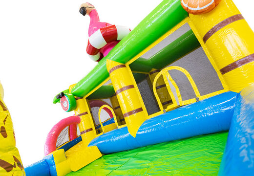 Flamingo themed bouncy castle for children. Buy inflatables online at JB Inflatables America