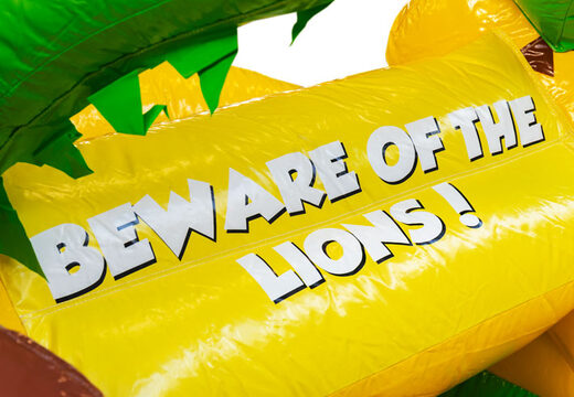 Inflatable Mini Multiplay bouncy castle in Lion theme for sale for children. Order now inflatable bouncy castles at JB Inflatables America