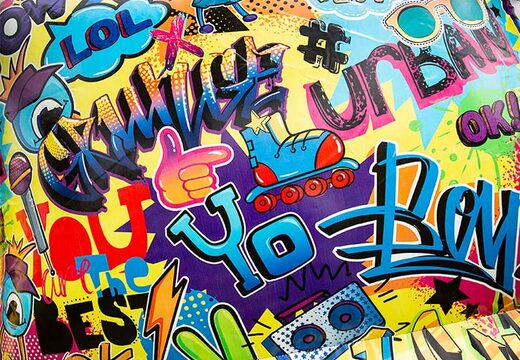 Graffiti details on bouncy castle