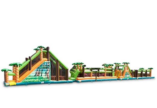 Large obstacle course bouncy castle with jungle theme