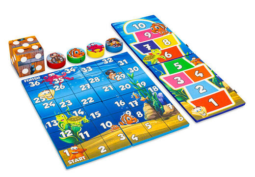 Colorful game set front of Softplay in Pirate Seaworld theme