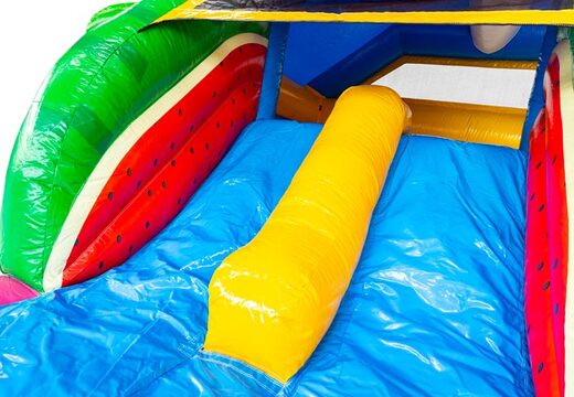 Buy blue, yellow, red, and green slide from Double Slide Combo Bouncy Castle at JB