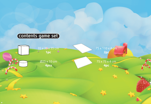 Contents of Softplay Playset in Candy Theme for purchase at JB