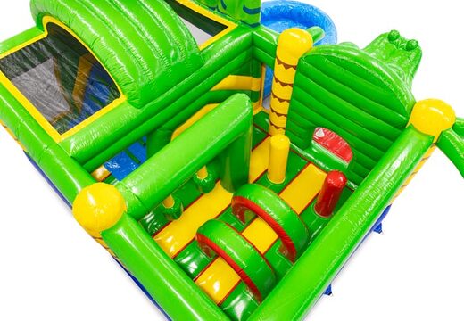 Interior of bouncy castle with arches, pillars, and punch bags for sale at JB