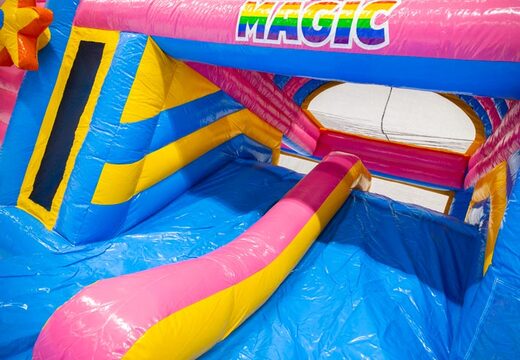 Buy blue yellow pink slide from inflatable castle Multiplay dubbelslide at JB