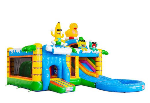 Side of Multiplay Dubbelslide with pool in summer party theme