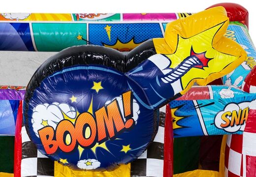 Colorful Midi Bounce Comic bouncy castle in Comic theme for rental companies, order now online