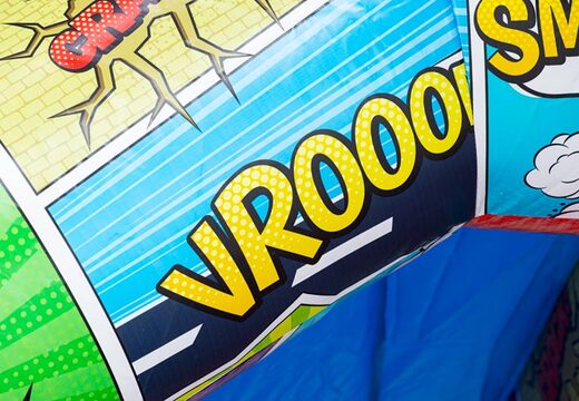 Eye-catching Comic theme inflatable A-frame bouncy castle for sale at JB Inflatables