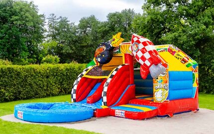 Banner for blog post about doubleslide bouncy castles